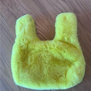 Faux Fur Bag. Bright Yellow.